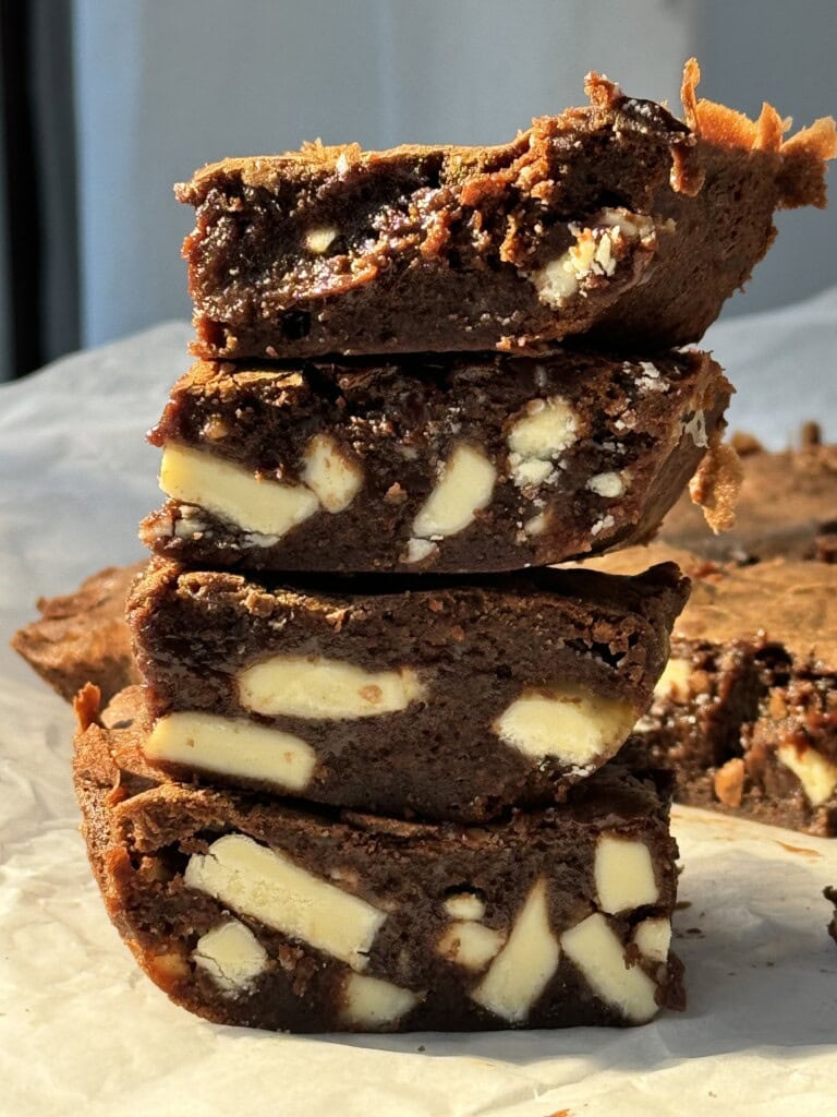 chocolate and white chocolate brownies.