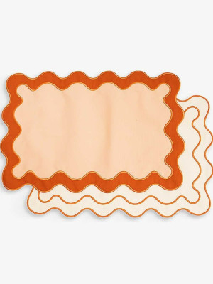 Business & Pleasure | The Riviera Scalloped-edge Cotton-canvas Placemats Set Of 4