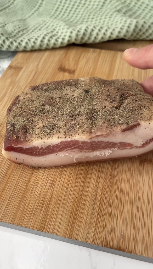 guanciale on a wooden board