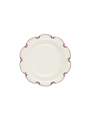 Rebecca Udall | Set Of 4 Olivia Scalloped Plates, Raspberry Filet