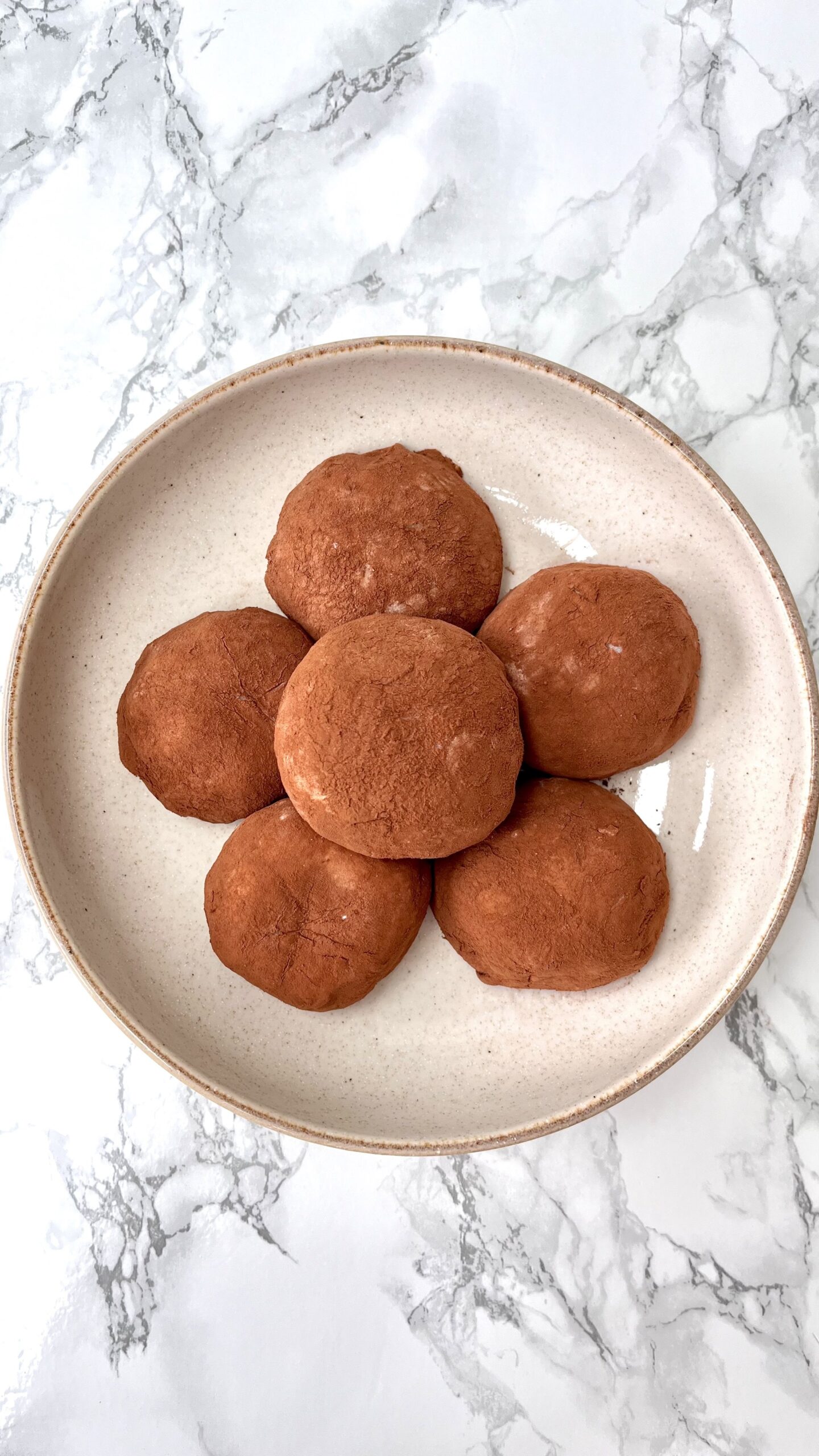 coffee chocolate mochi on a plate