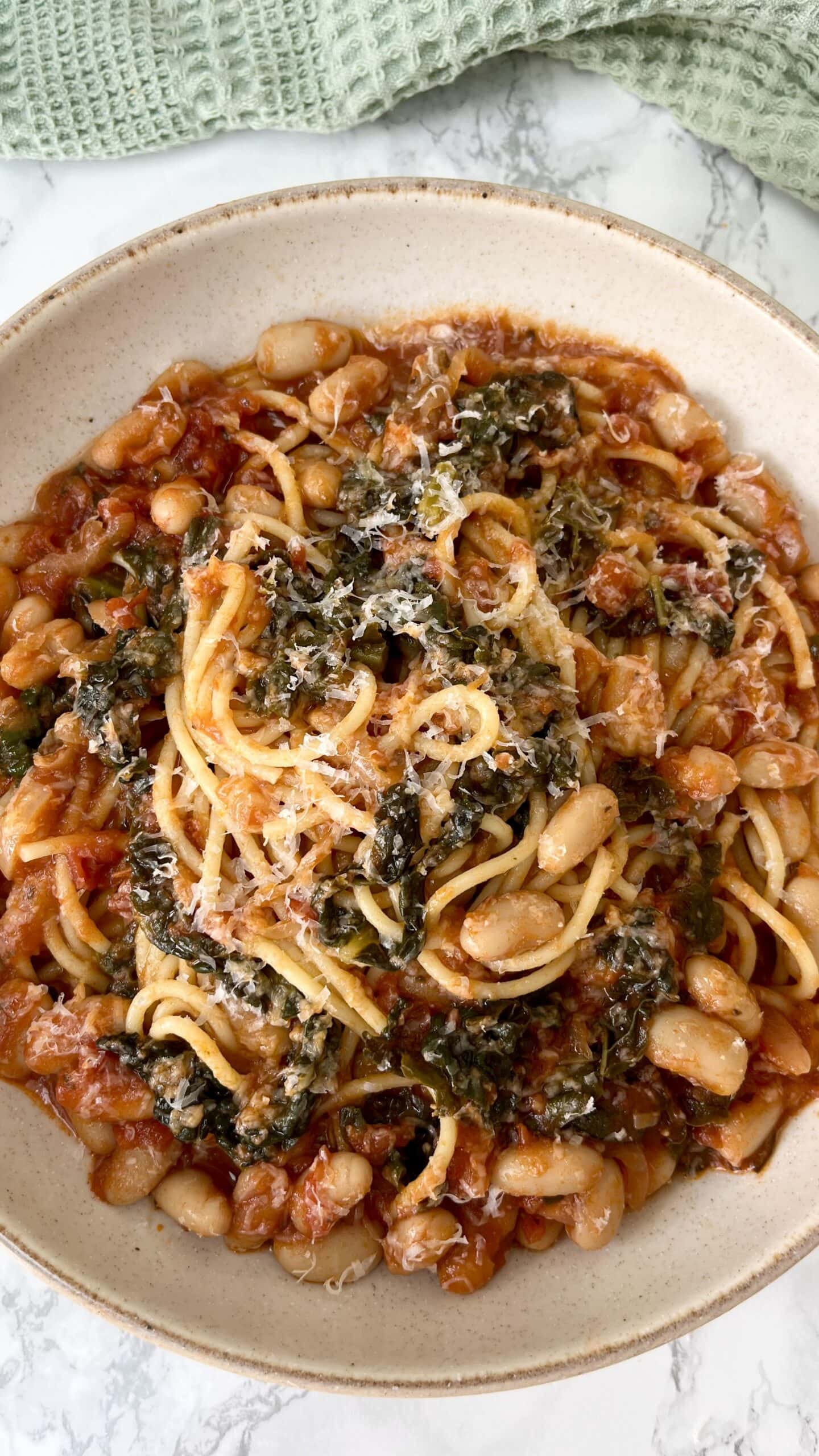 stanley tucci's pasta fagioli in a bowl