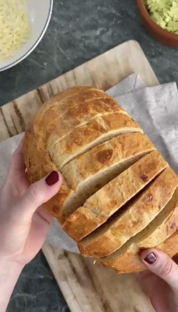 Slices in a loaf of bread