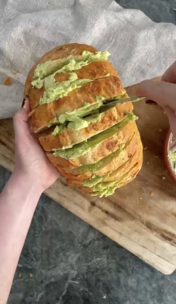 Sliced loaf stuffed with wild garlic butter