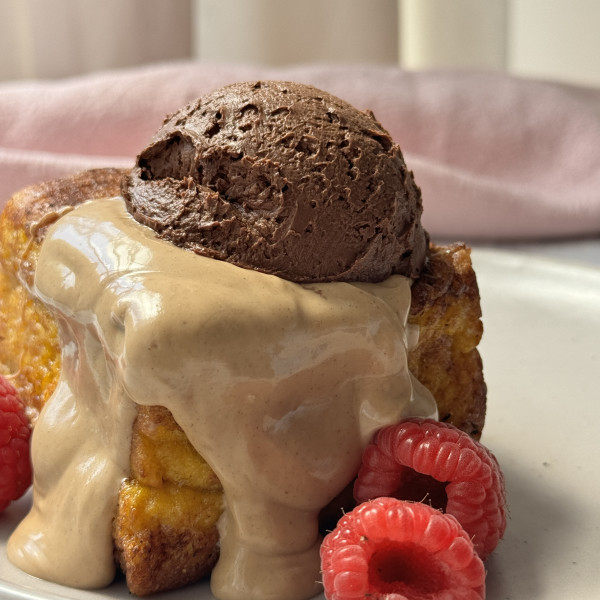 hong kong fnrech toast on a plate with hazelnut creme from marks and spencer