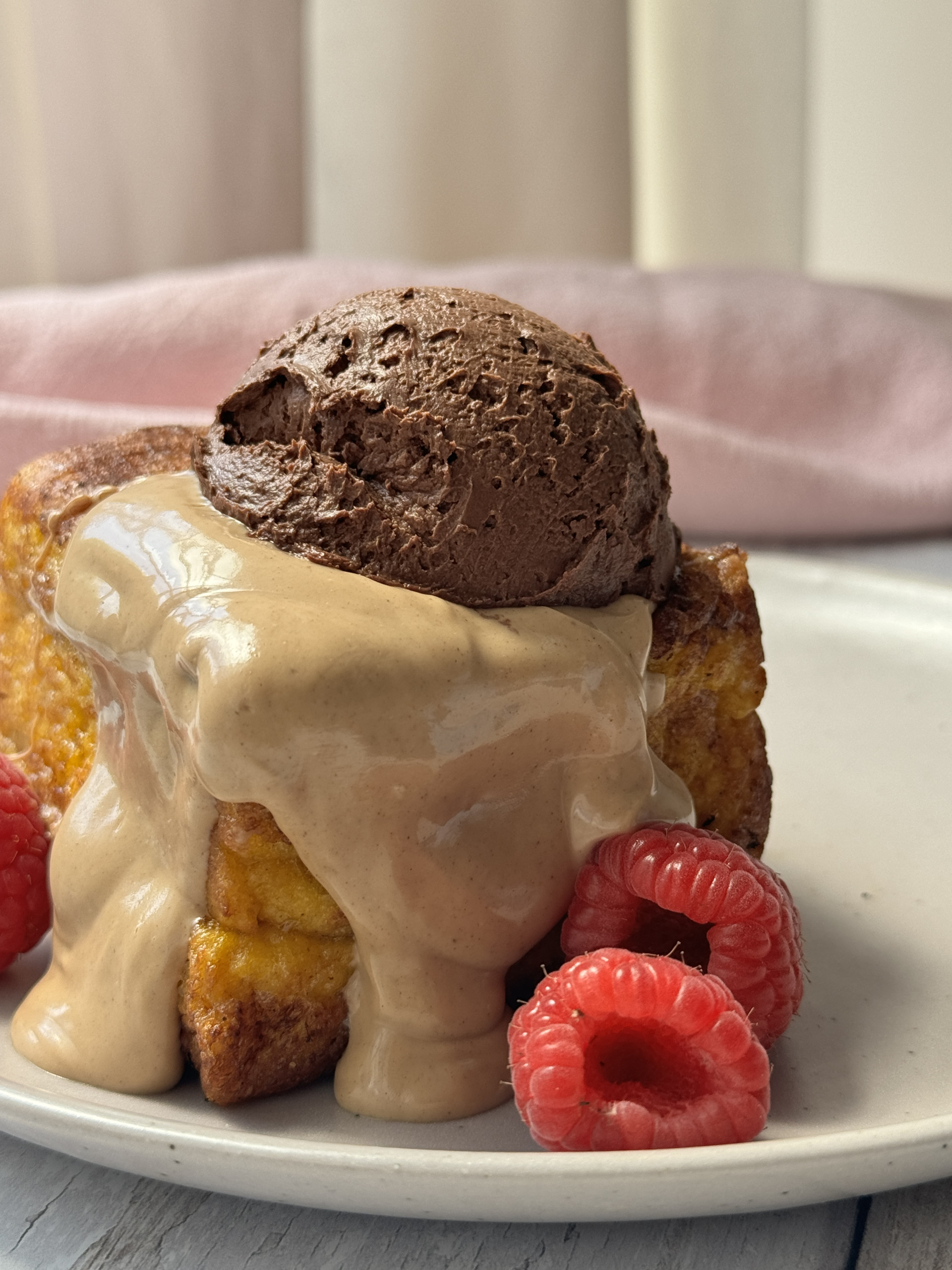 hong kong fnrech toast on a plate with hazelnut creme from marks and spencer