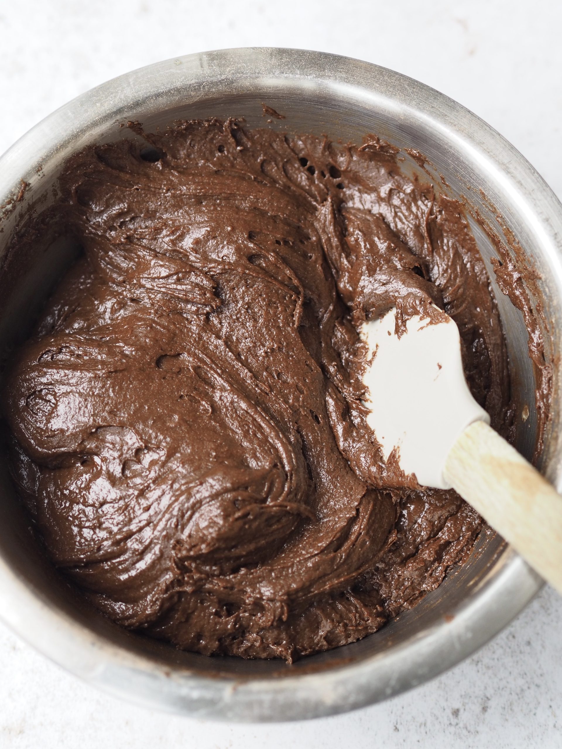 Self Saucing Chocolate Pudding in a white baking dish