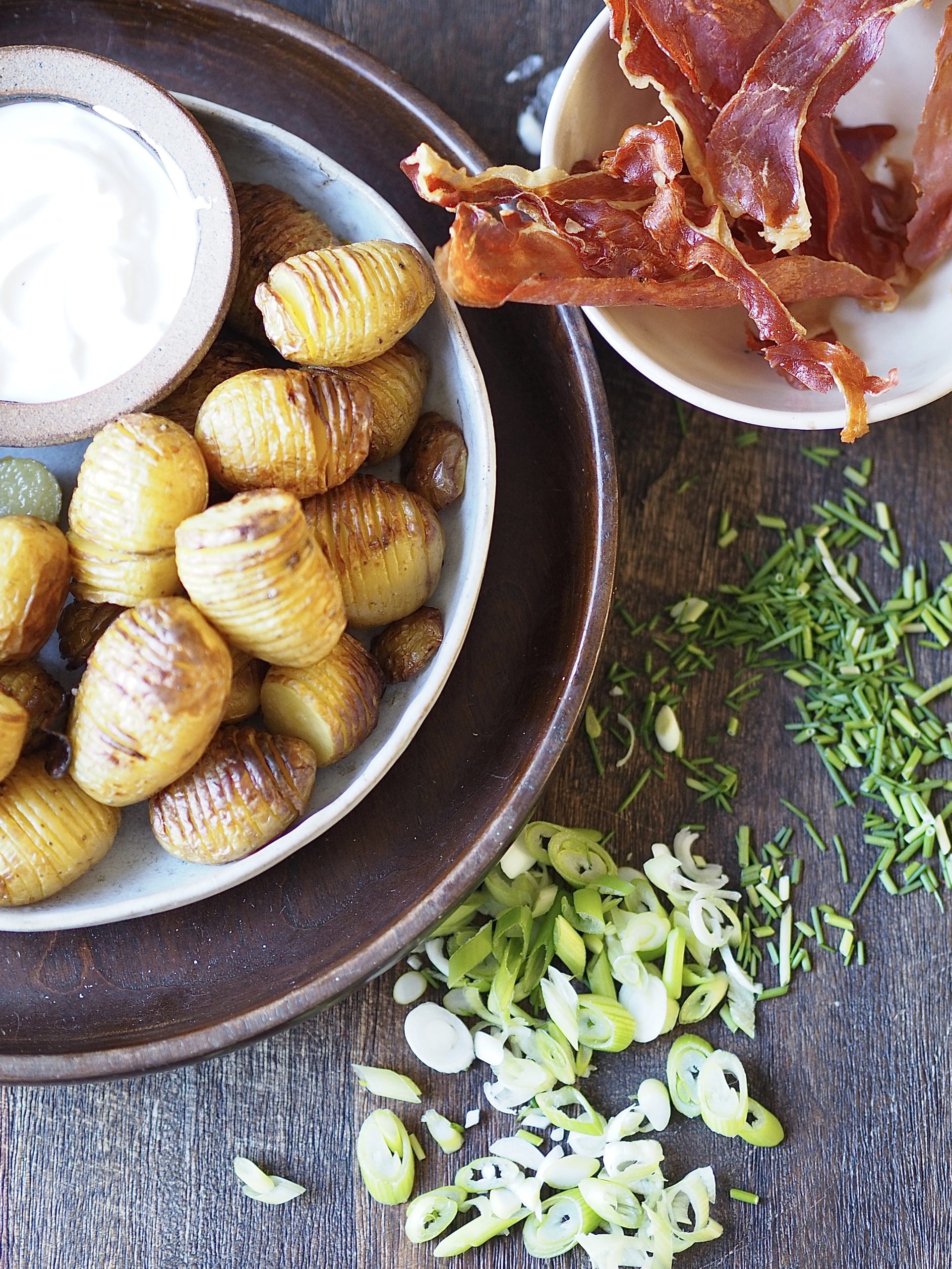 Air Fryer Hasselback Potatoes with bacon