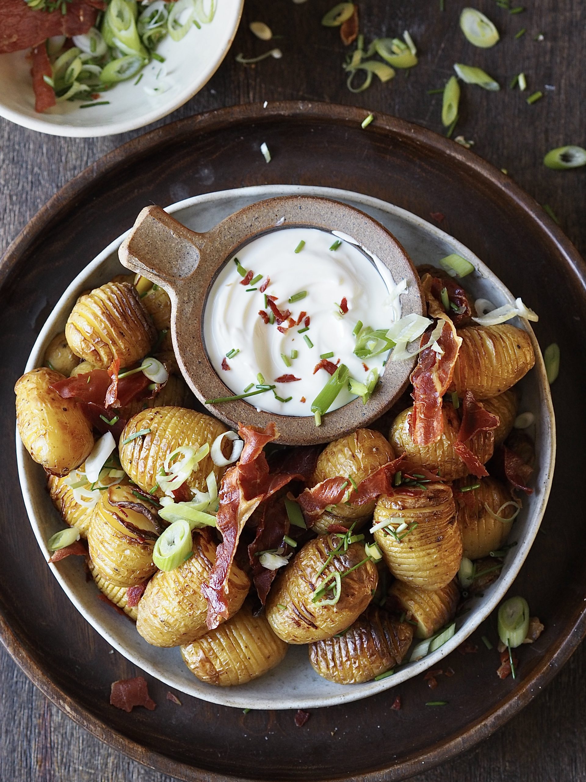 Air Fryer Hasselback Potatoes with bacon