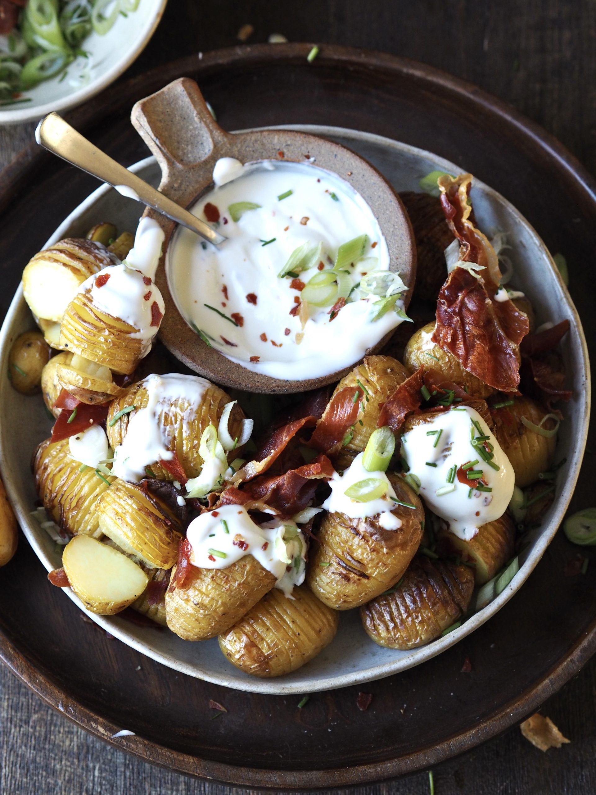 Air Fryer Hasselback Potatoes with bacon