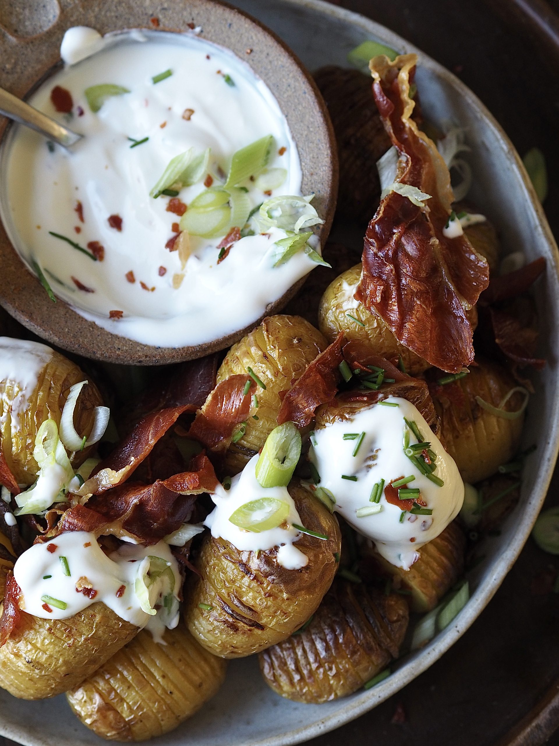 Air Fryer Hasselback Potatoes with bacon