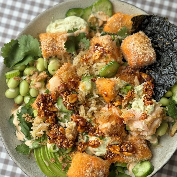 Crunchy Salmon Roll in a bowl