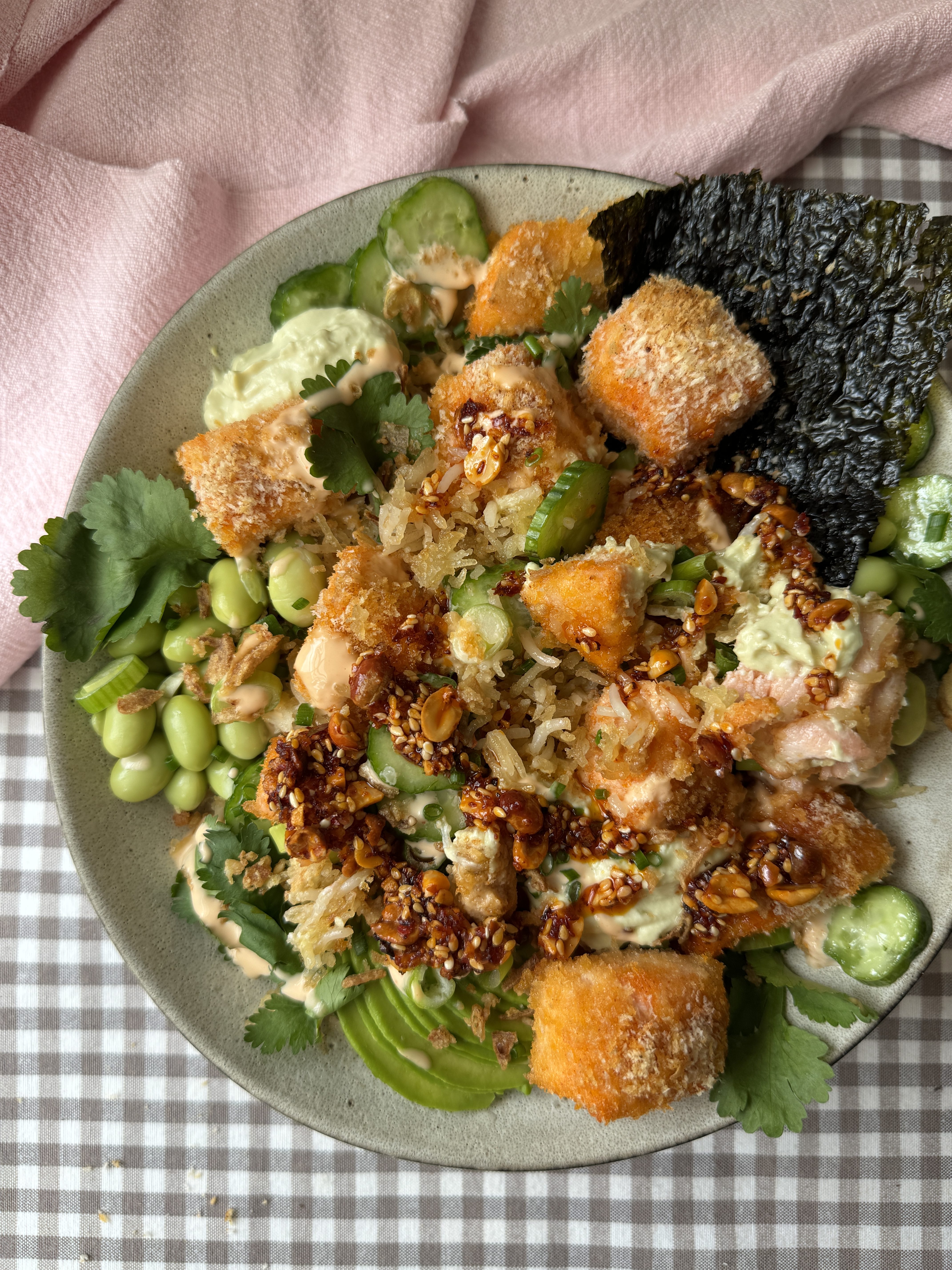 Crunchy Salmon Roll in a bowl