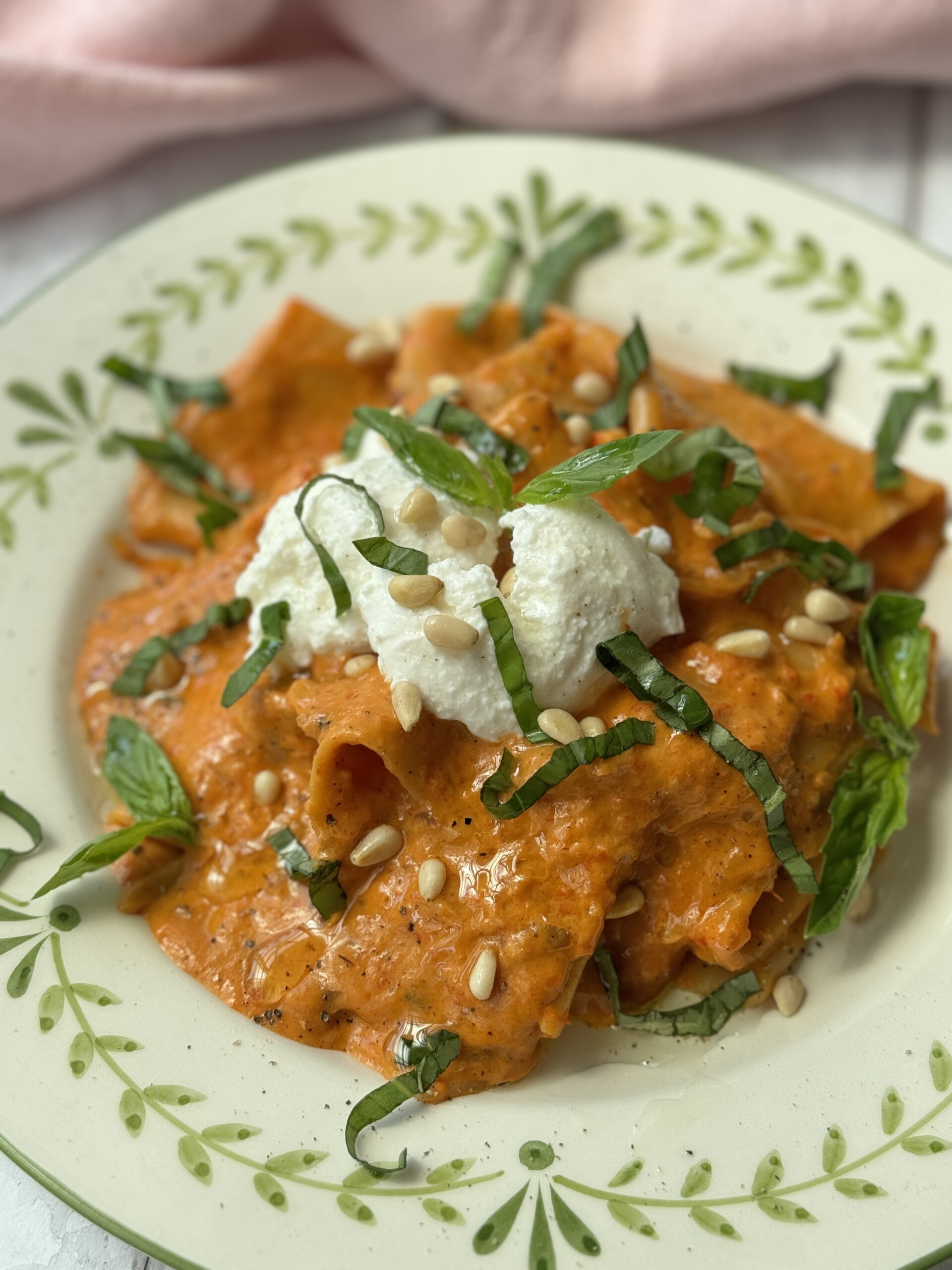 roasted red bell pepper sauce on pasta