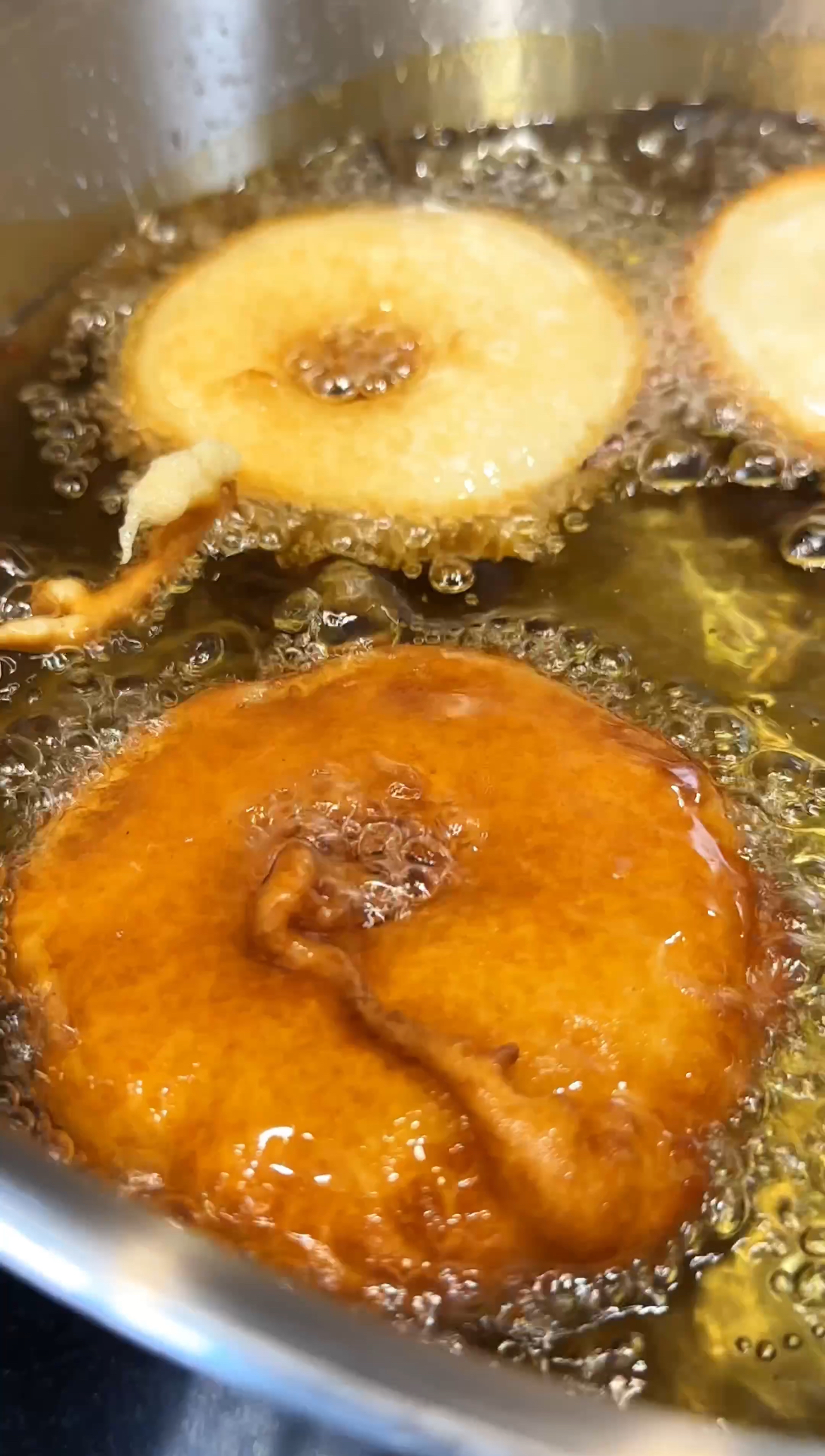 frying apple donuts