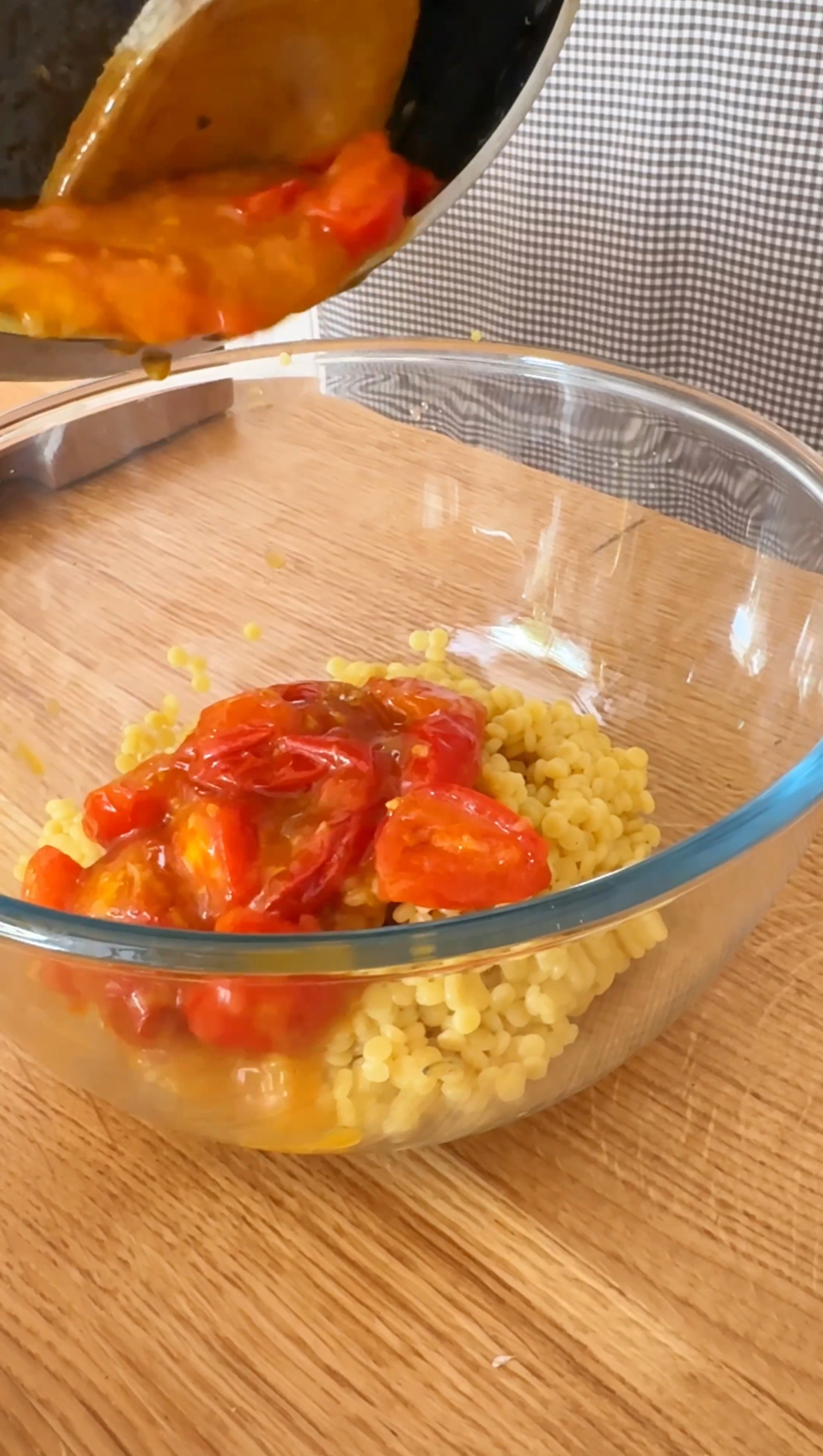 making the giant couscous salad