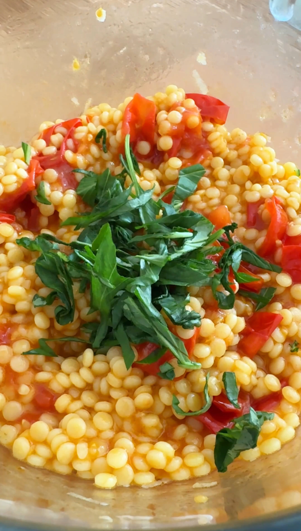 making the giant couscous salad