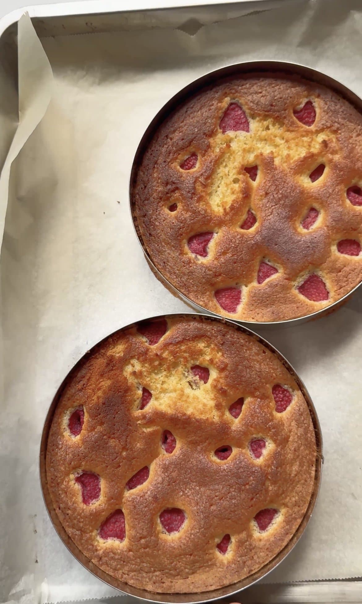 baked cakes with raspberries.