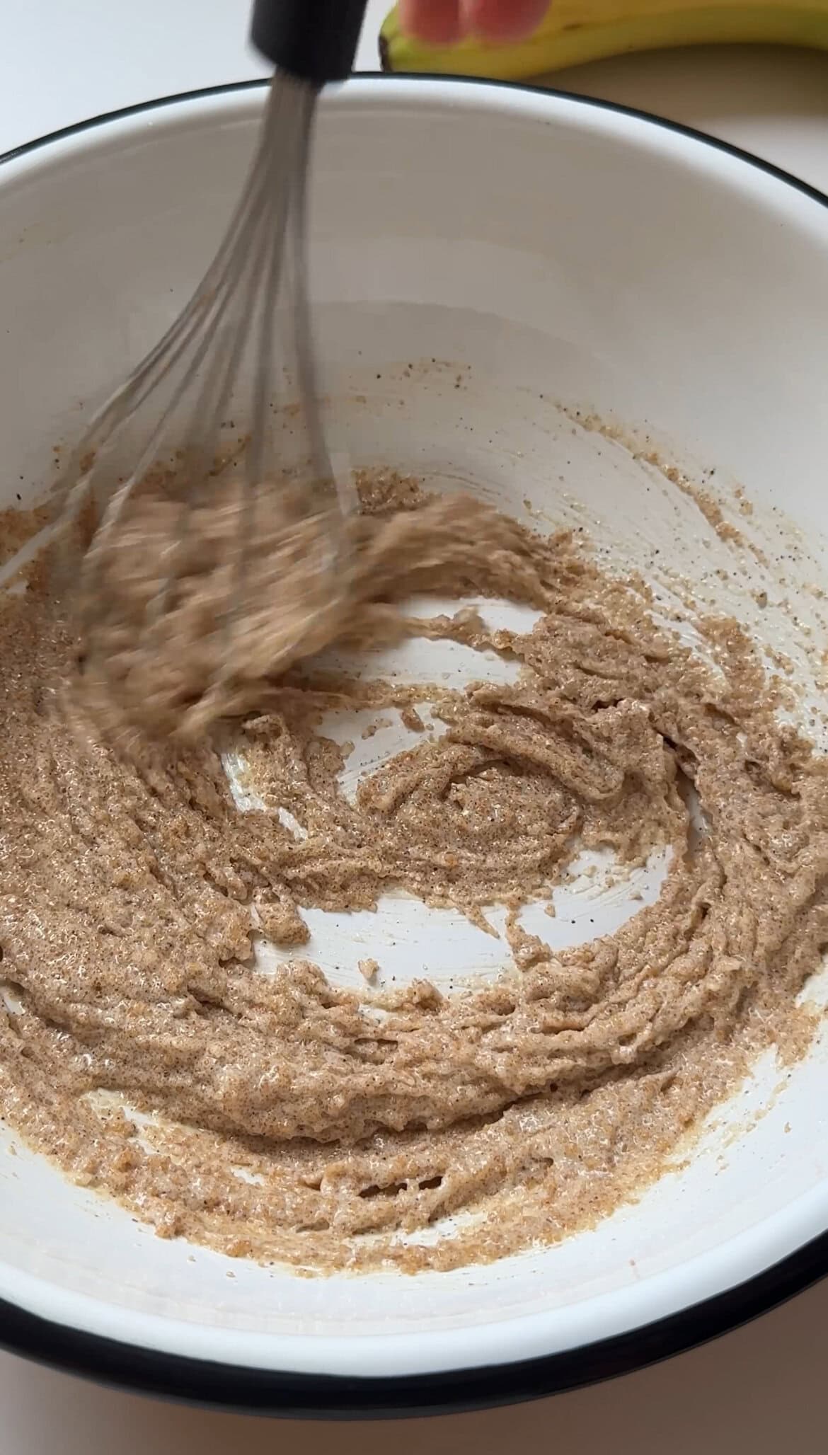 folding the brown butter in.