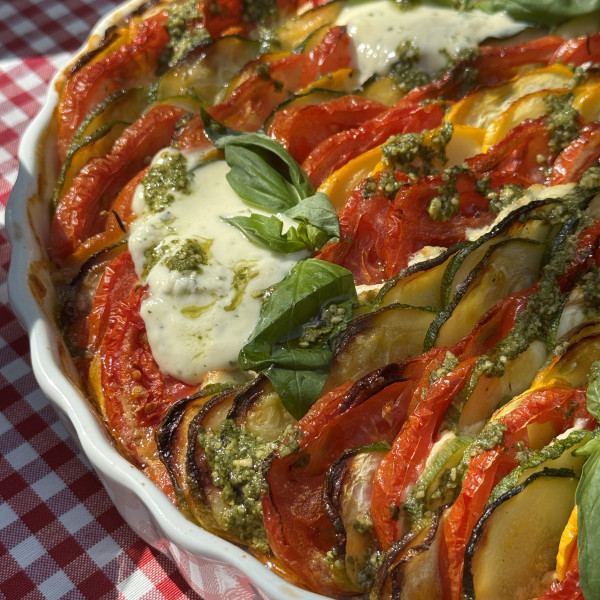 courgette gratin with basil.