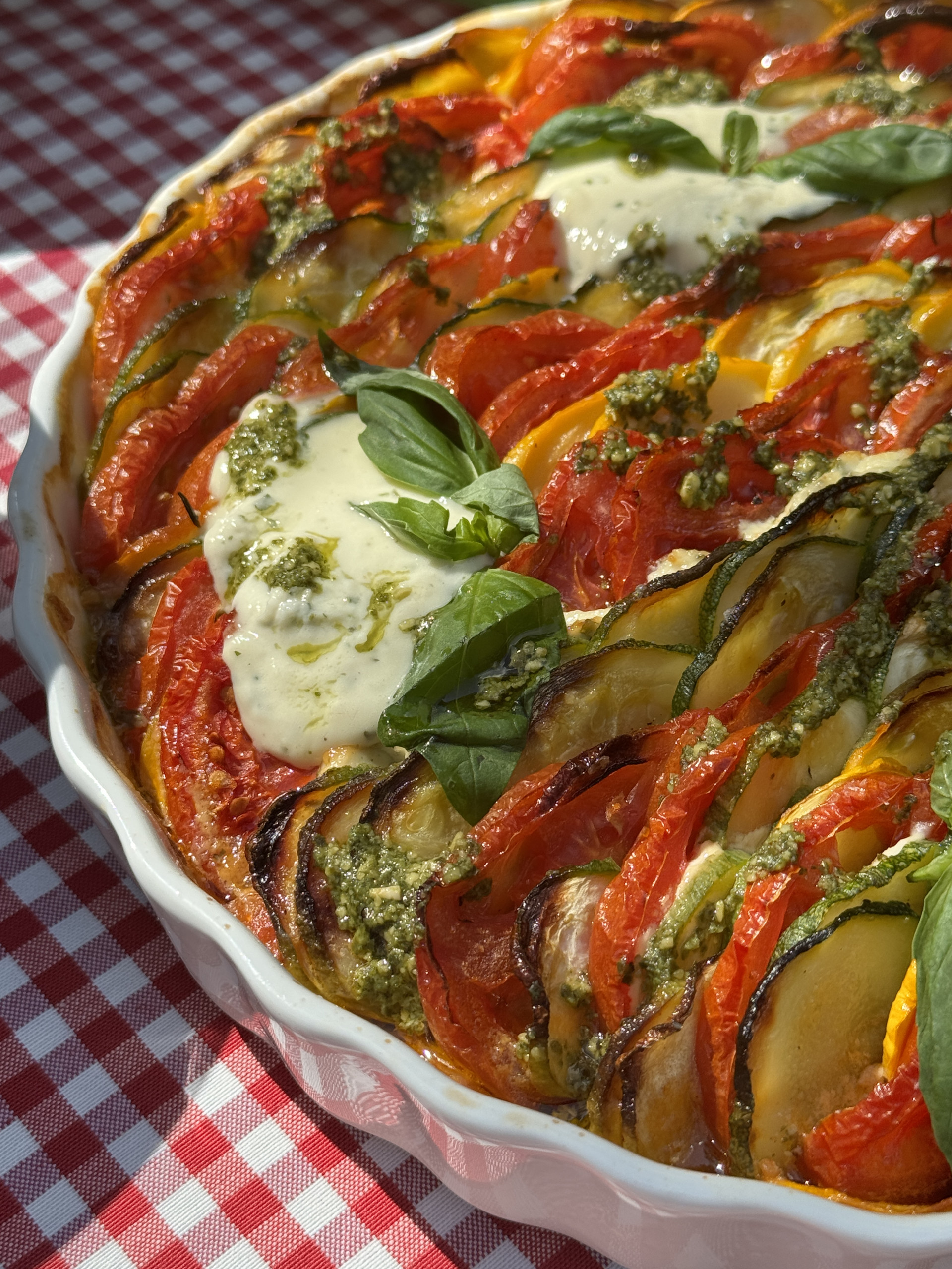 courgette gratin with basil.