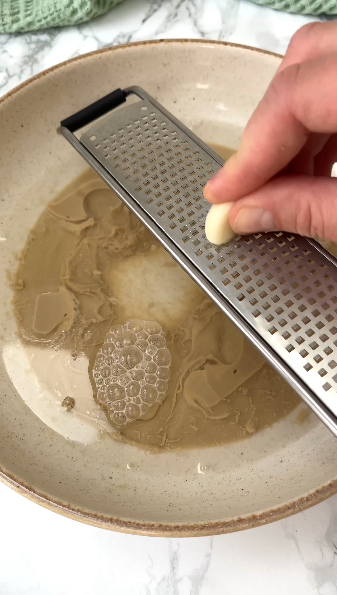 making tahini dressing