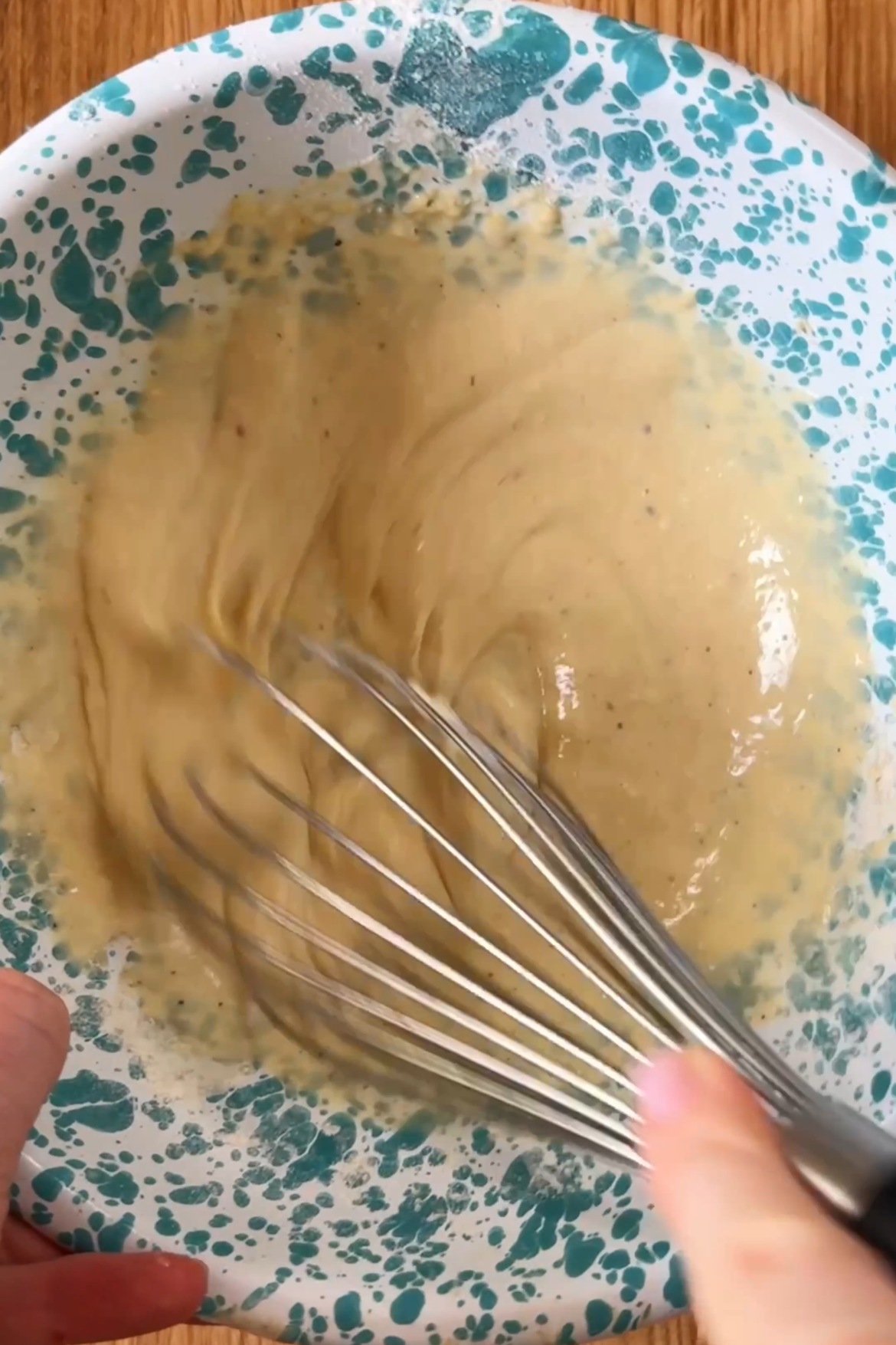 mixing the batter