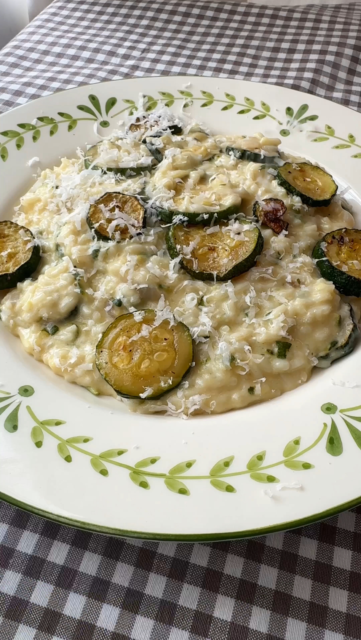 creamy zucchini risotto in a bowl