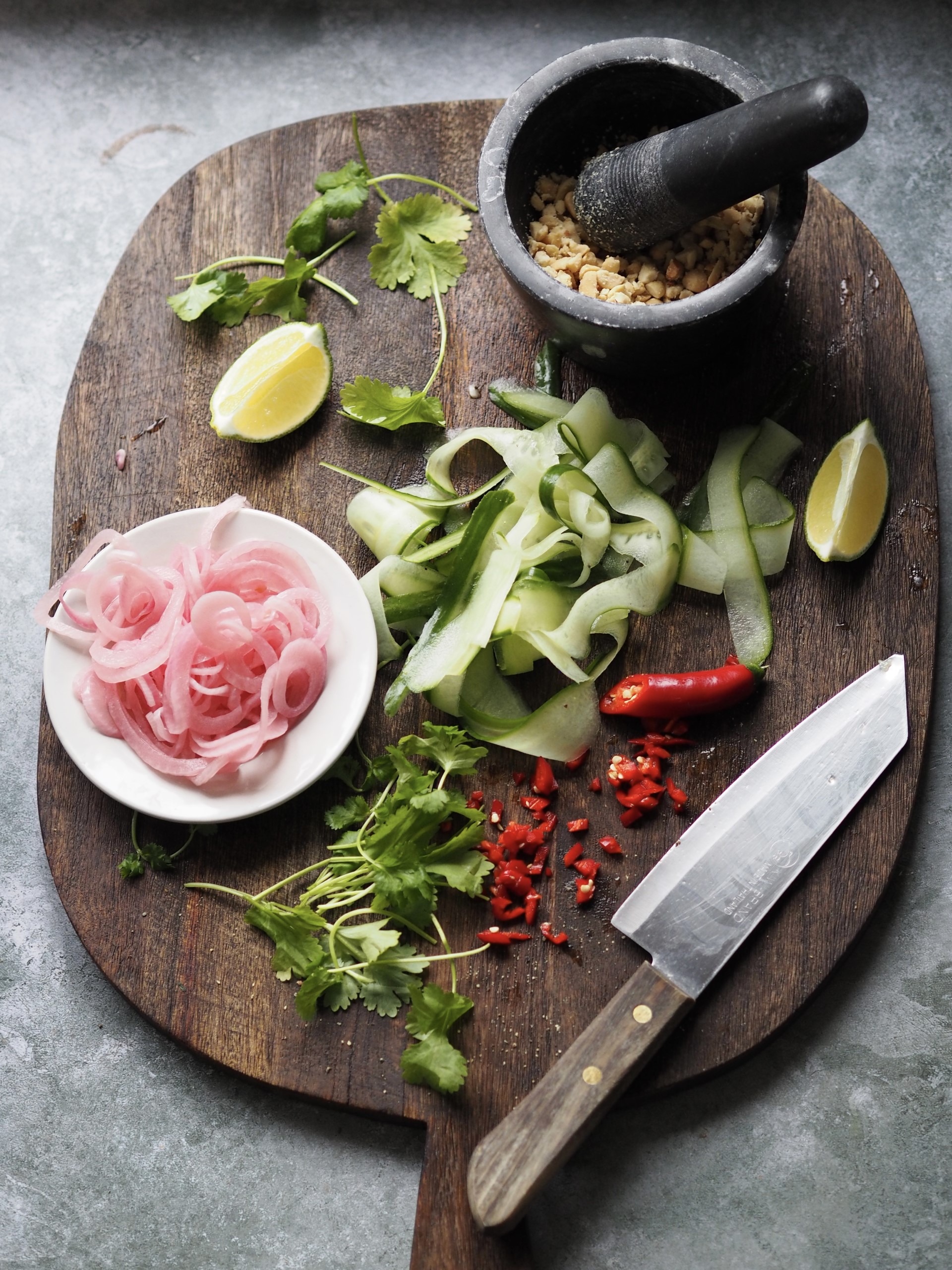 Ingredients for preparing Chicken Satay Rice Bowls