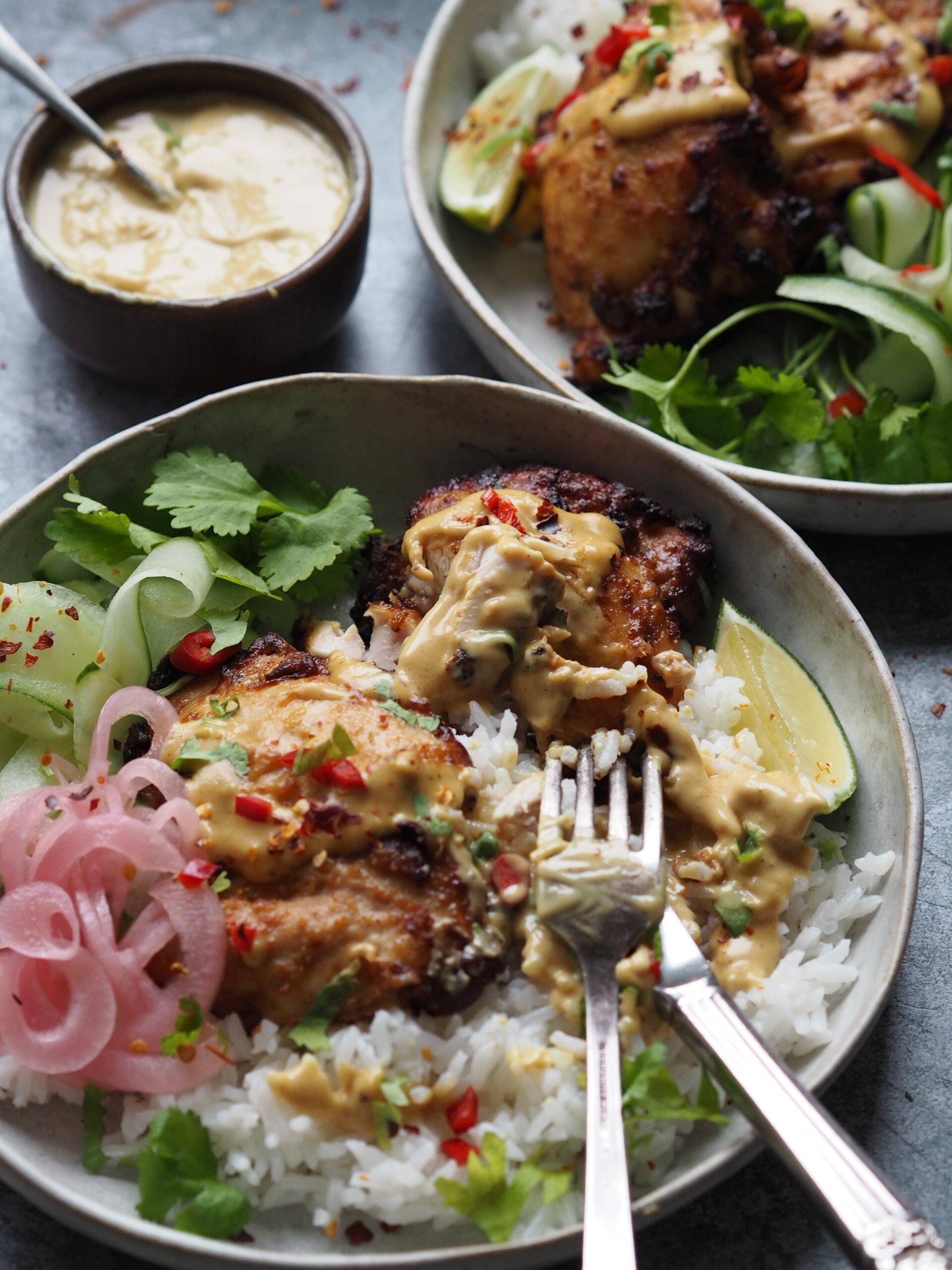 Chicken Satay Rice Bowls