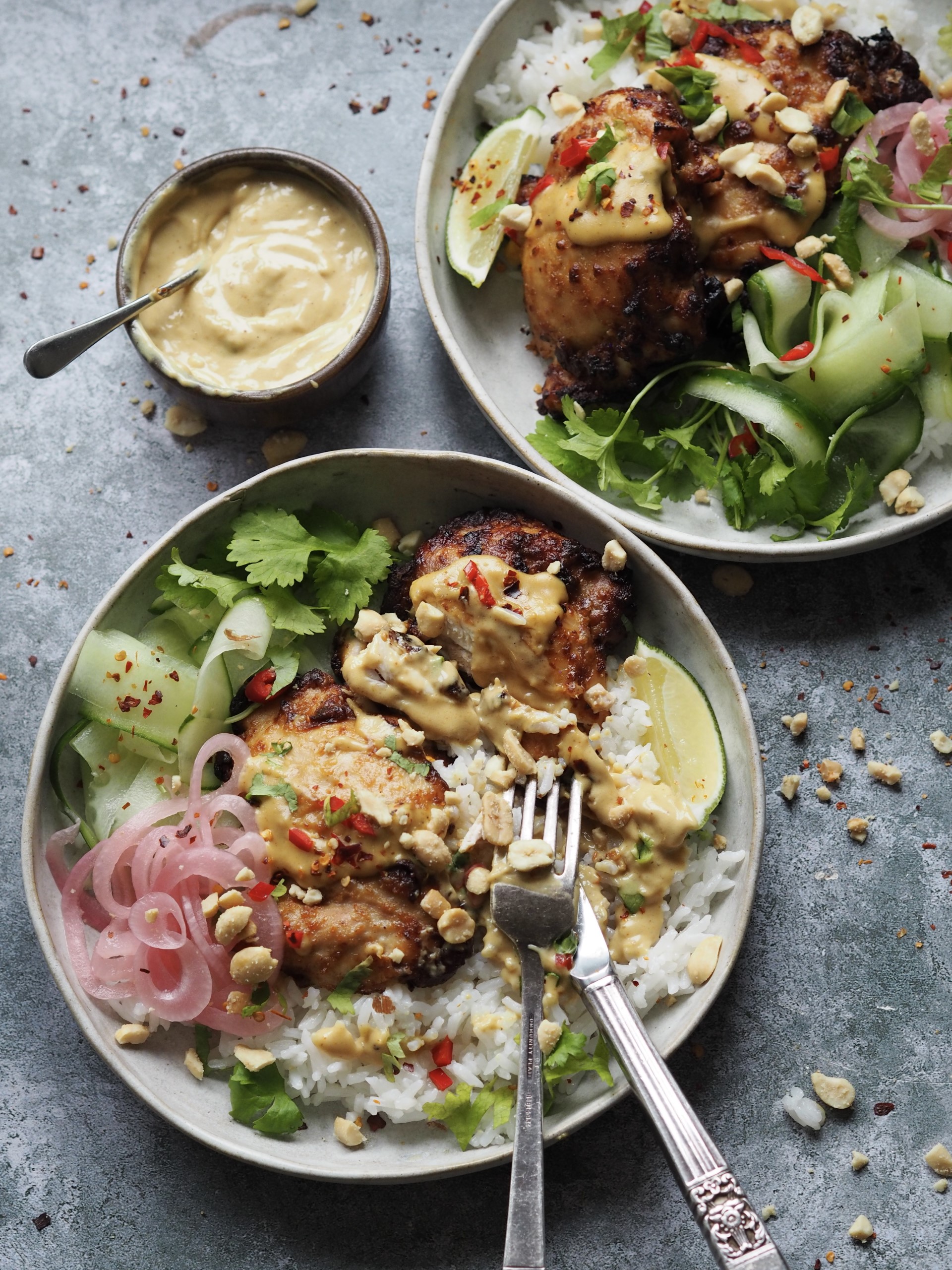 Chicken Satay Rice Bowls