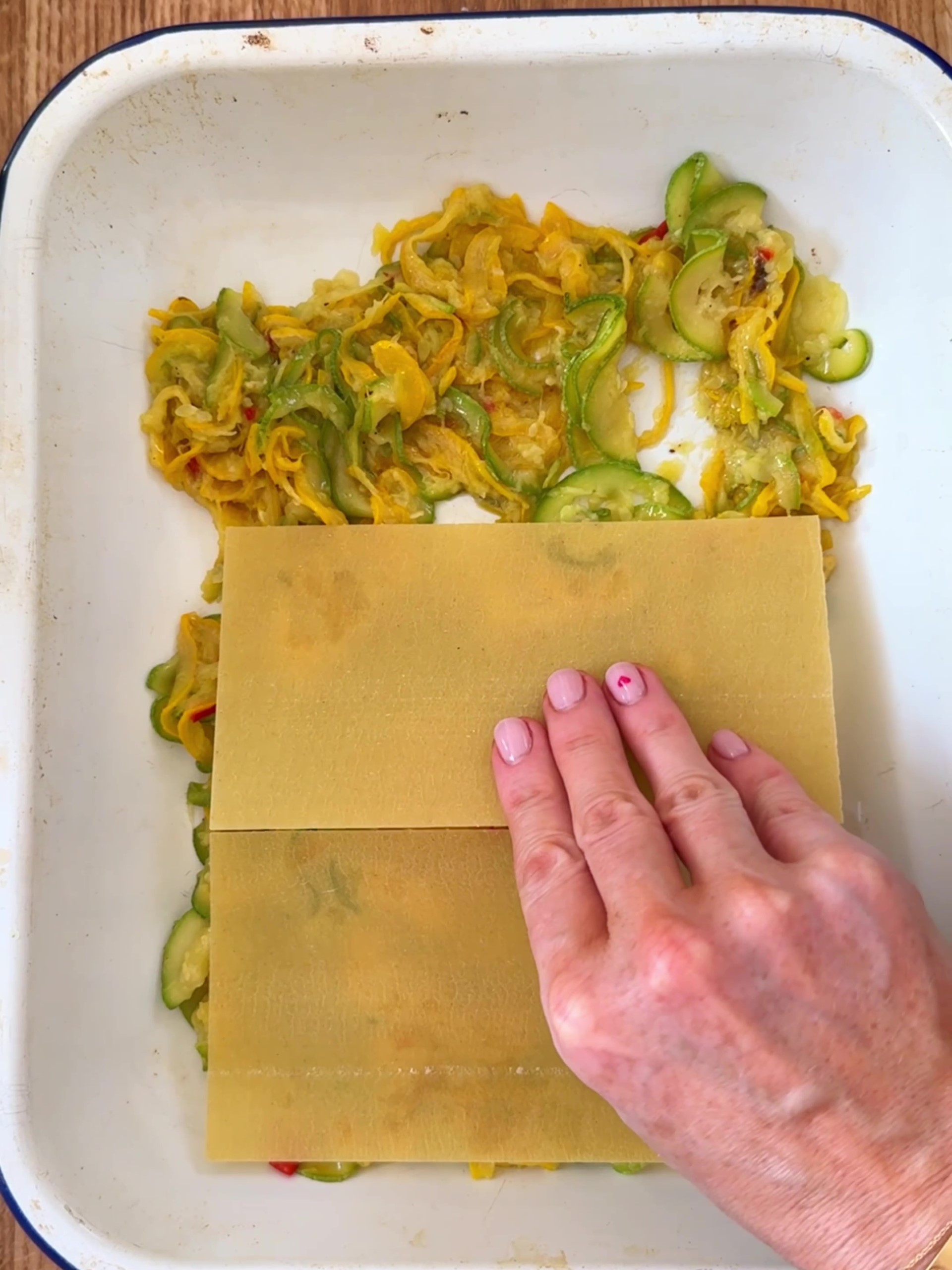 Layering the courgette Lasagna