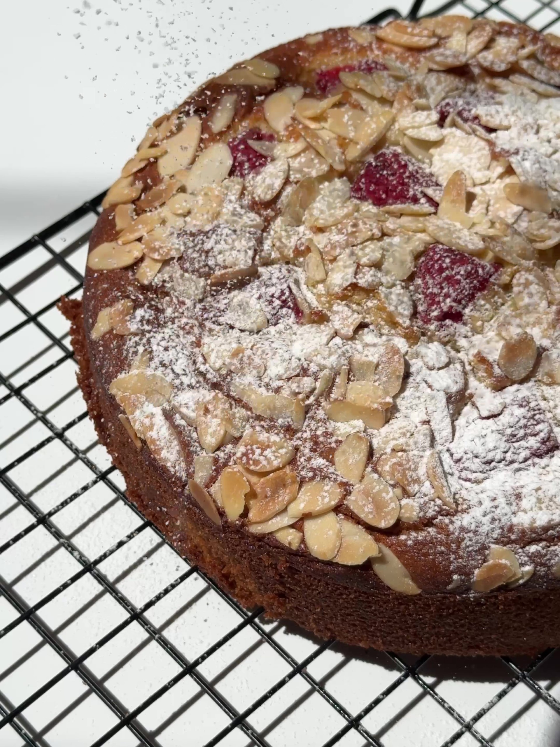 Cooling Raspberry, Almond and Ricotta cake