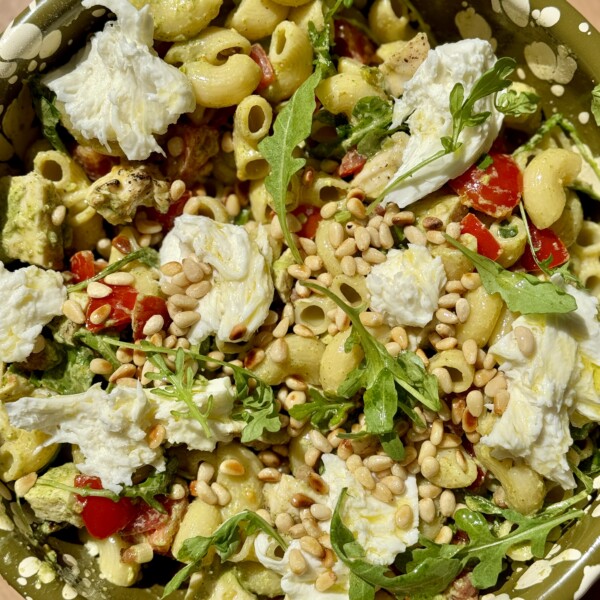 chicken macaroni pasta salad in bowl