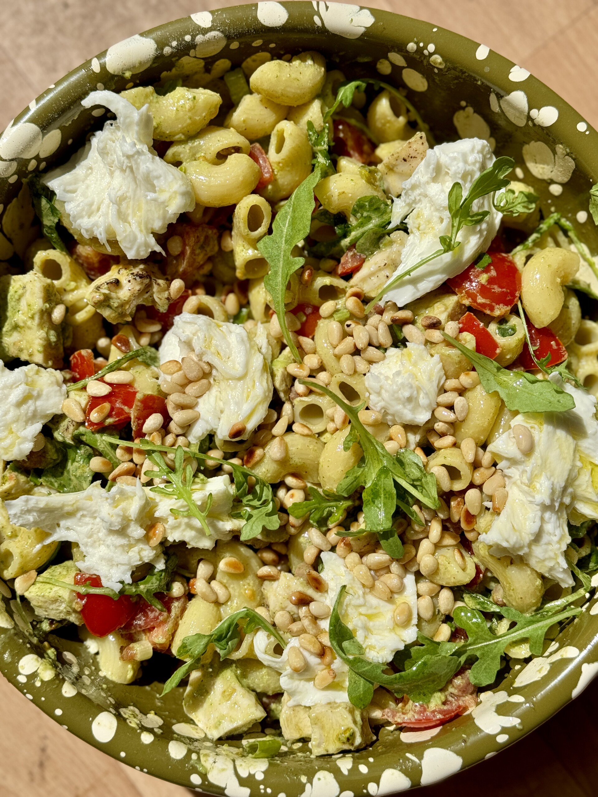 chicken macaroni pasta salad in bowl