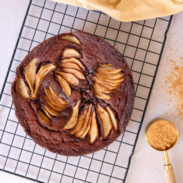 whole chocolate and pear cake