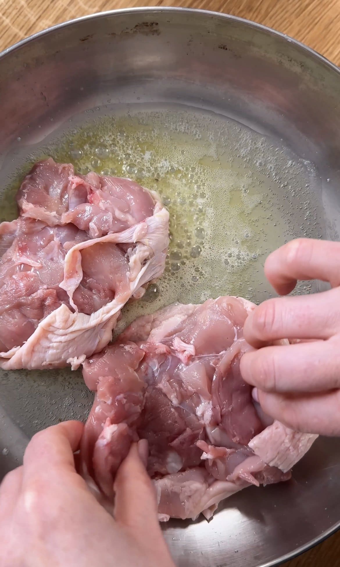 frying chicken thighs.