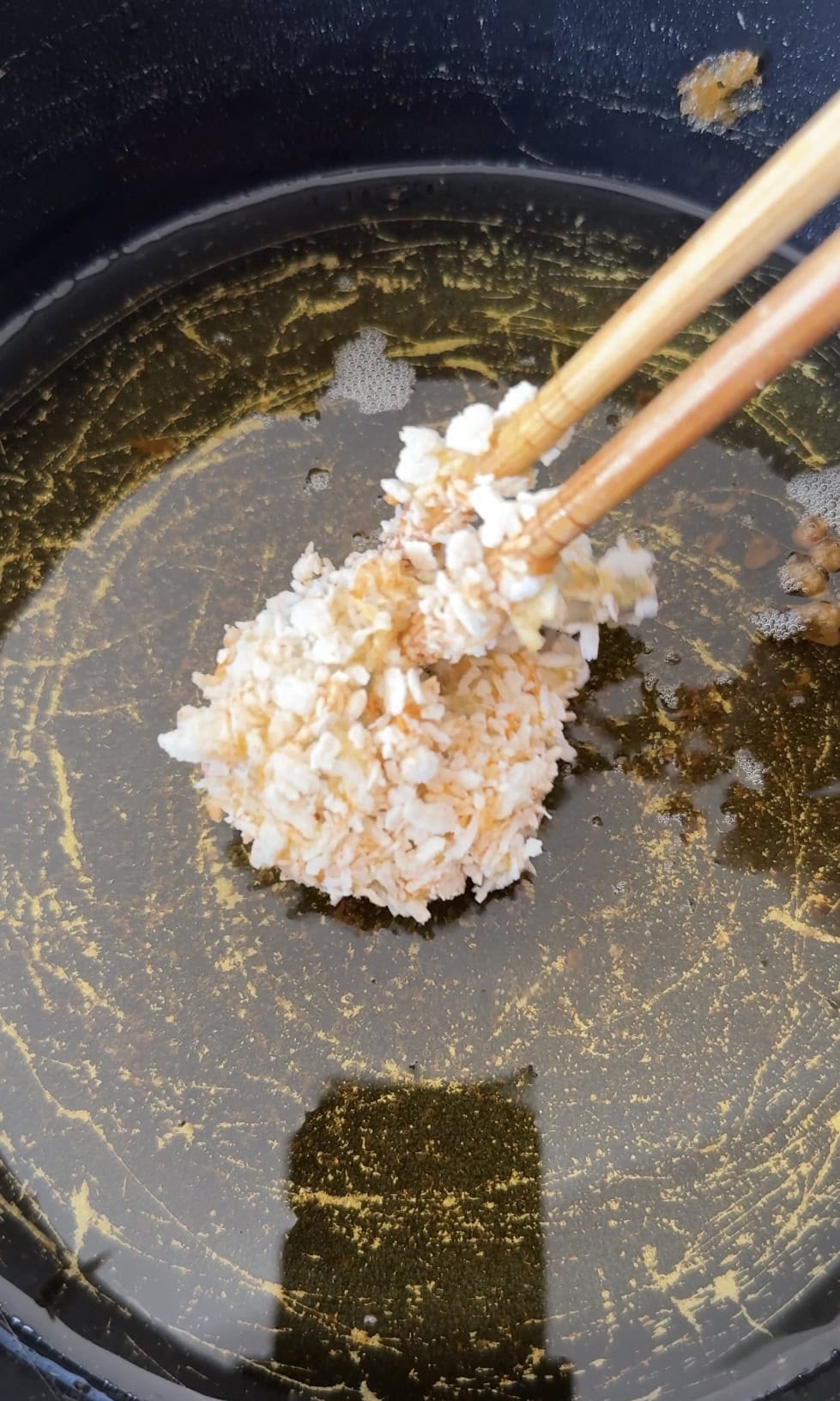 frying panko shrimp.