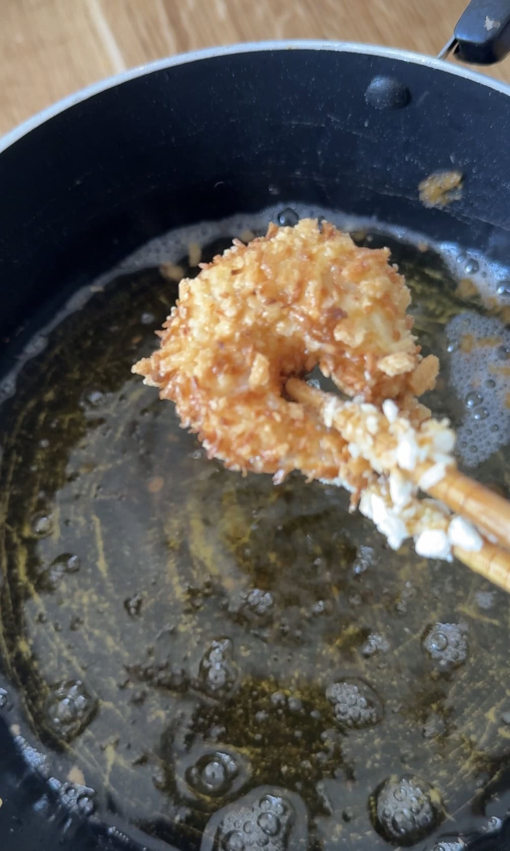 fried panko shrimp.