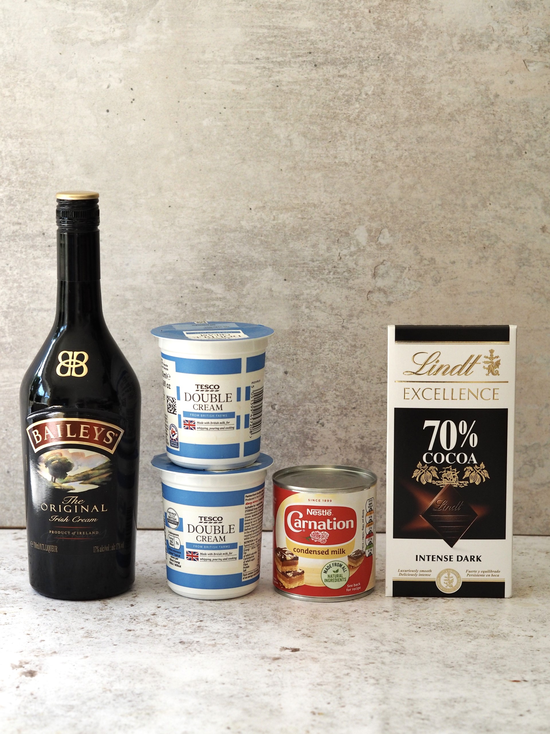 Ingredients for making Bailey's Ice Cream