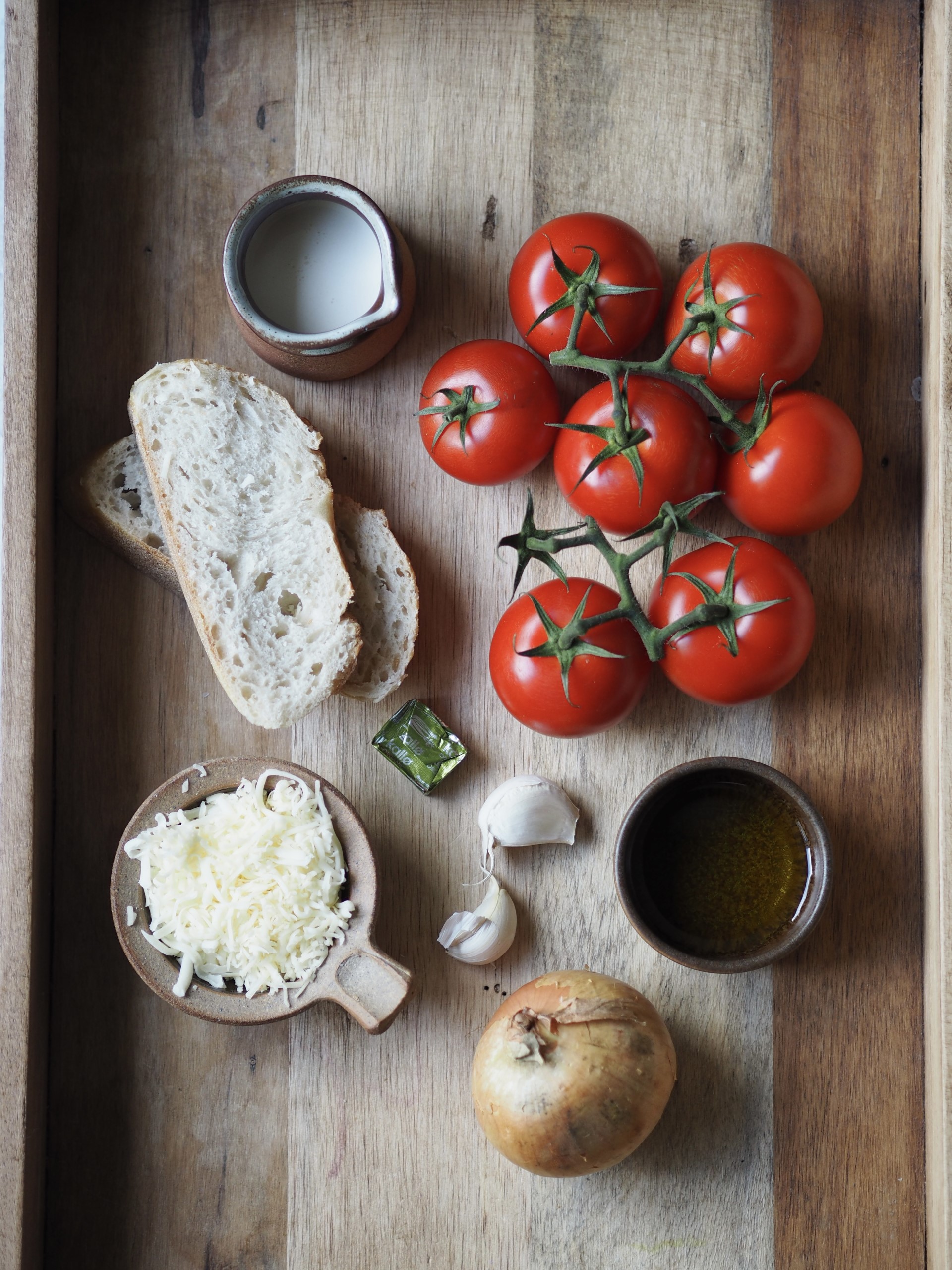 Ingredients for Tomato Soup and Grilled Cheese