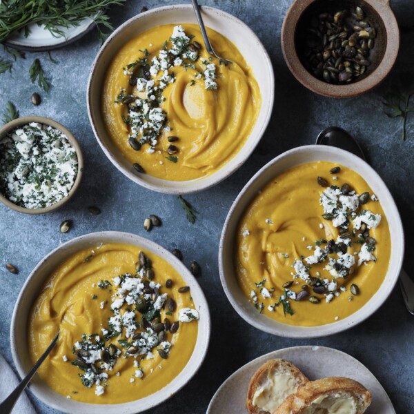 Spiced Carrot and Lentil Soup with Feta Crumble