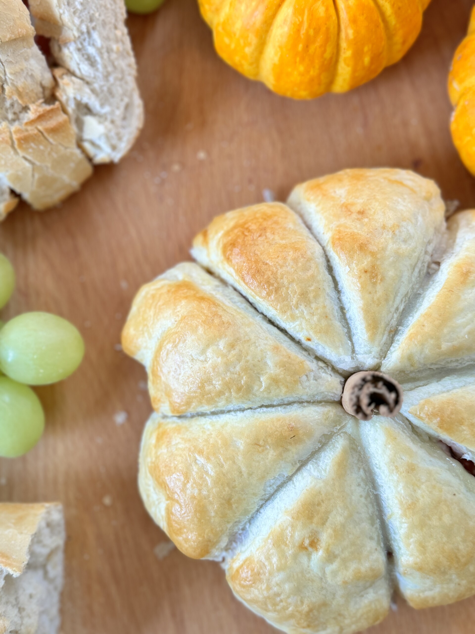 Baked Camembert and Cranberry Puff Pastry Pumpkin on Cheeseboard