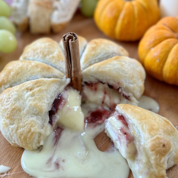 Baked Camembert and Cranberry Puff Pastry Pumpkin for Halloween