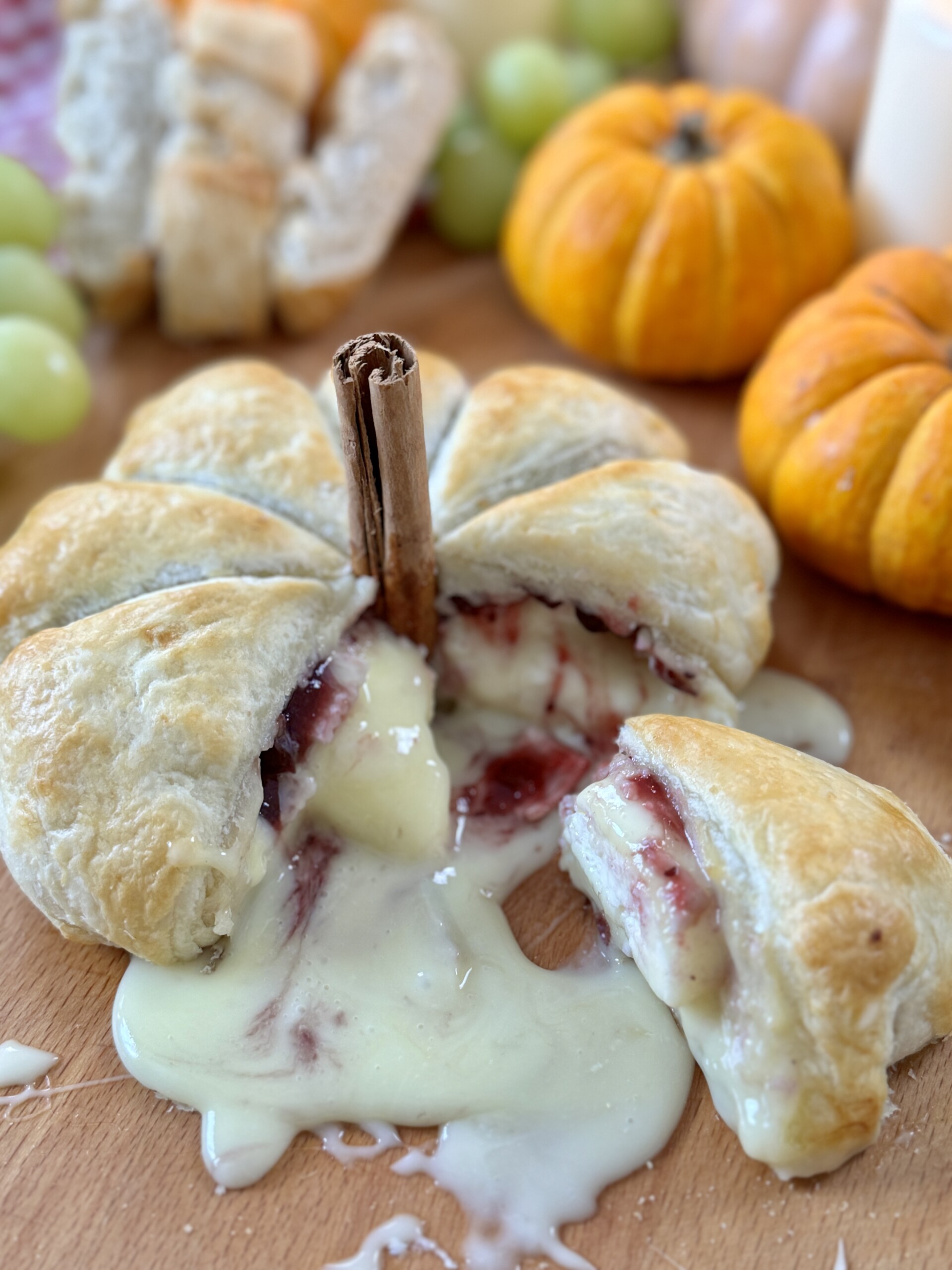 Baked Camembert and Cranberry Puff Pastry Pumpkin for Halloween