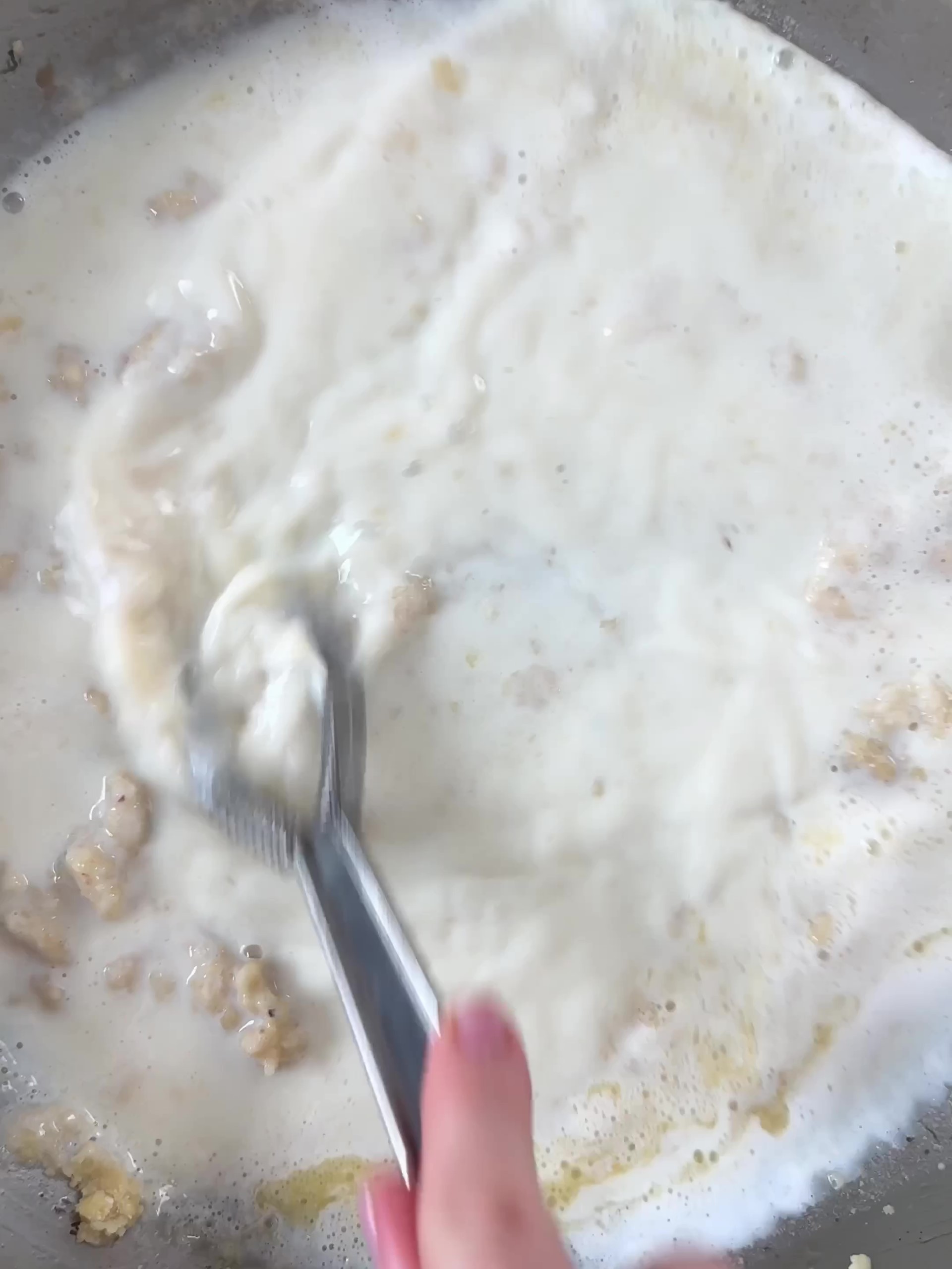 Making the creamy sauce