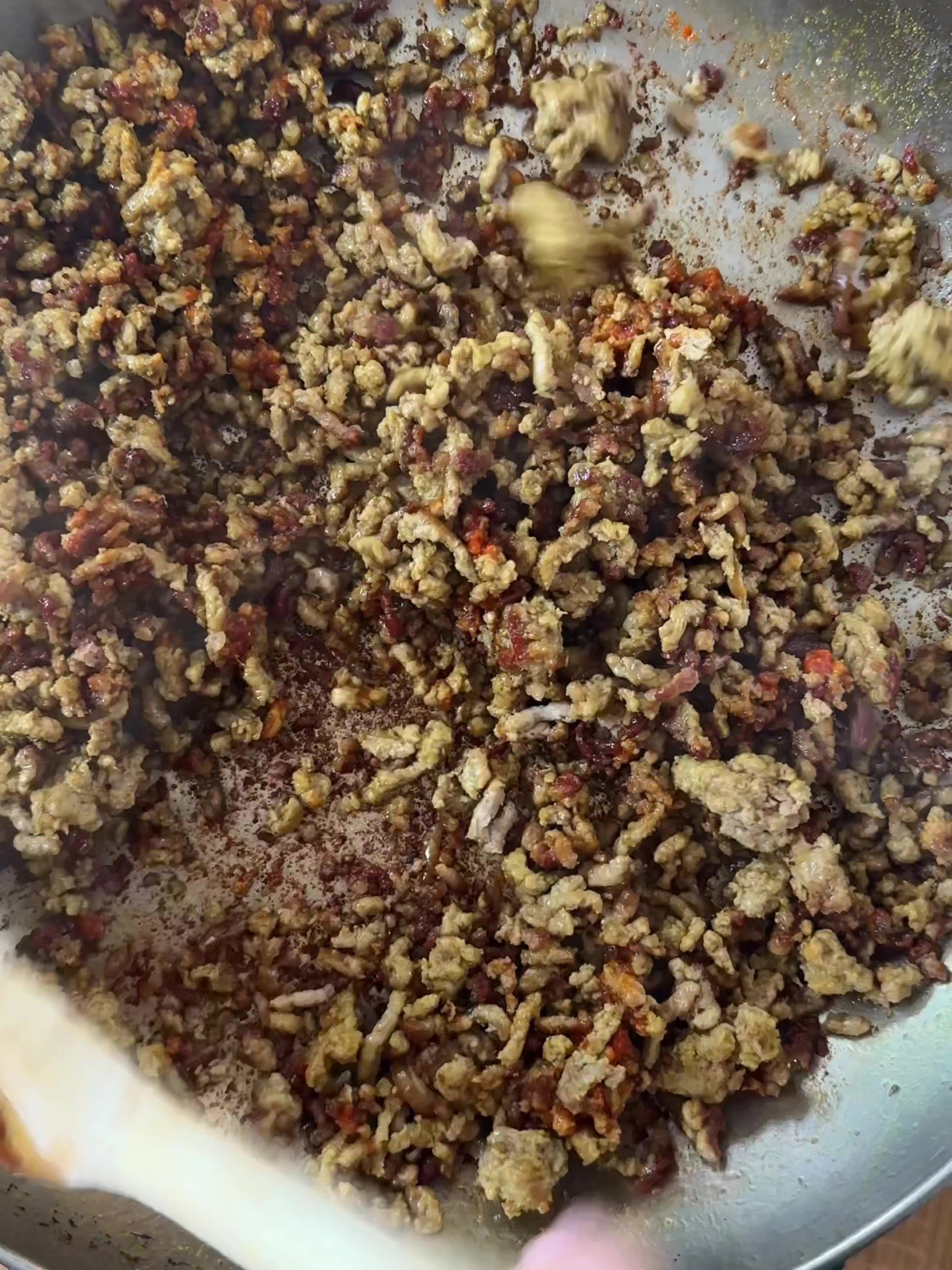 Cooking lamb mince till crispy