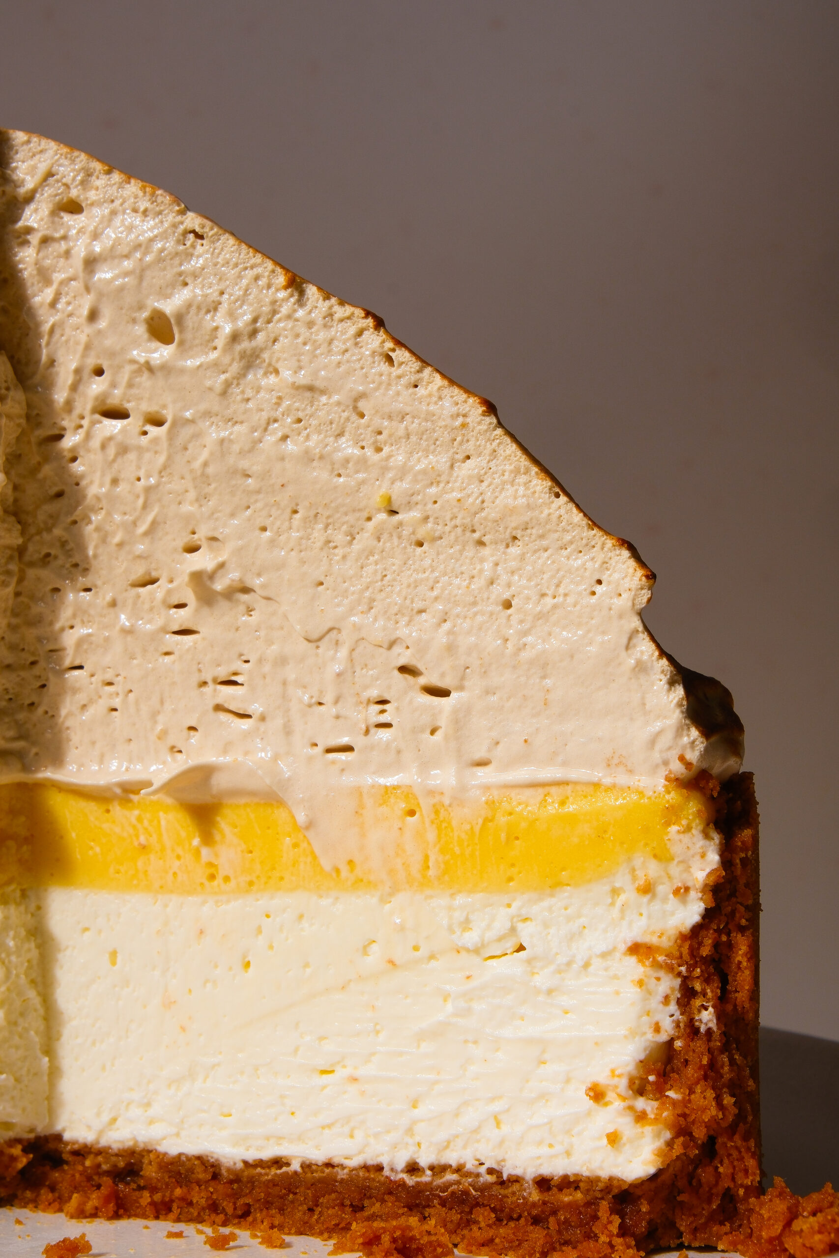 slice of lemon meringue cheesecake