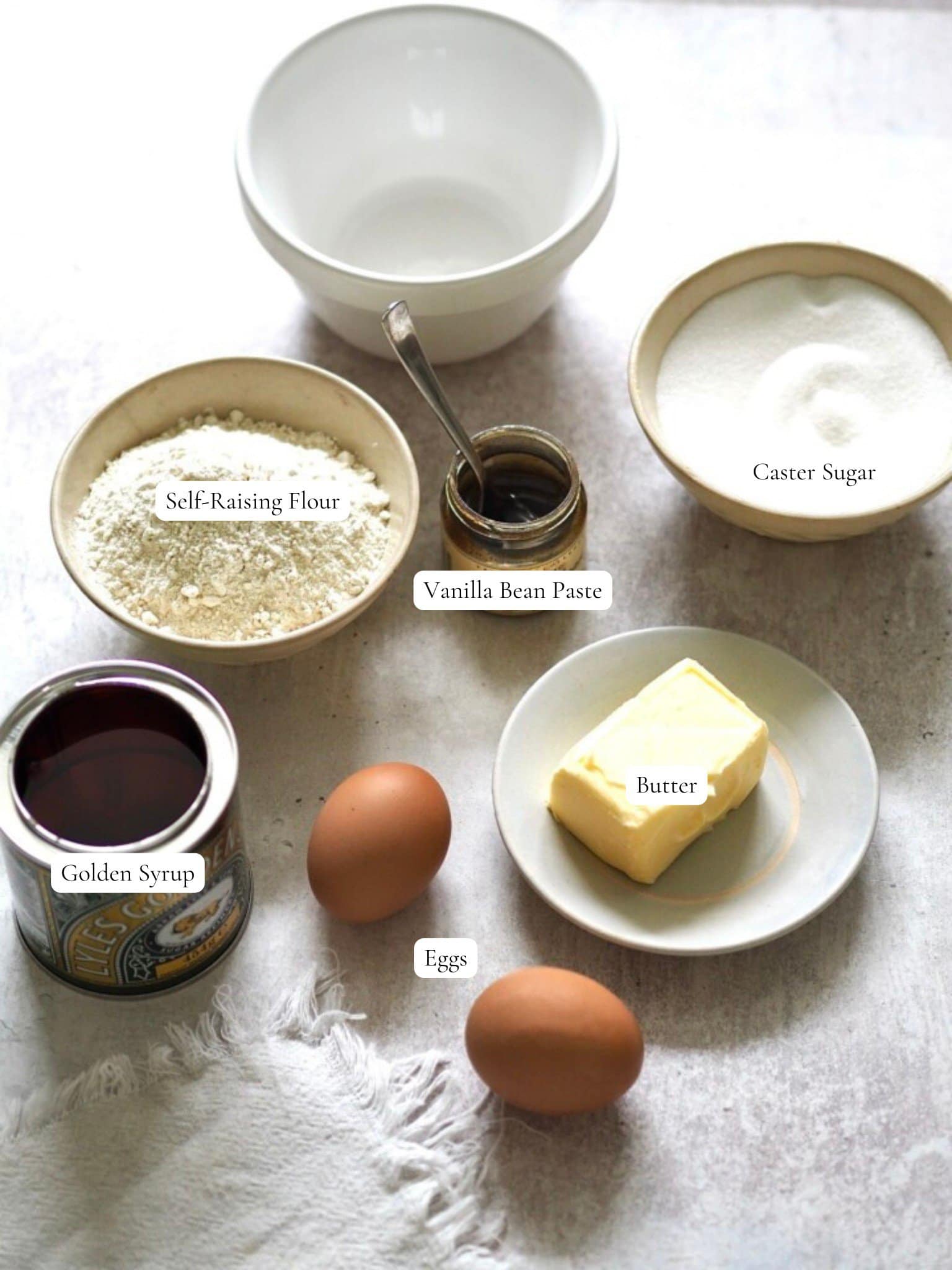 Ingredients for Microwave Syrup Sponge.