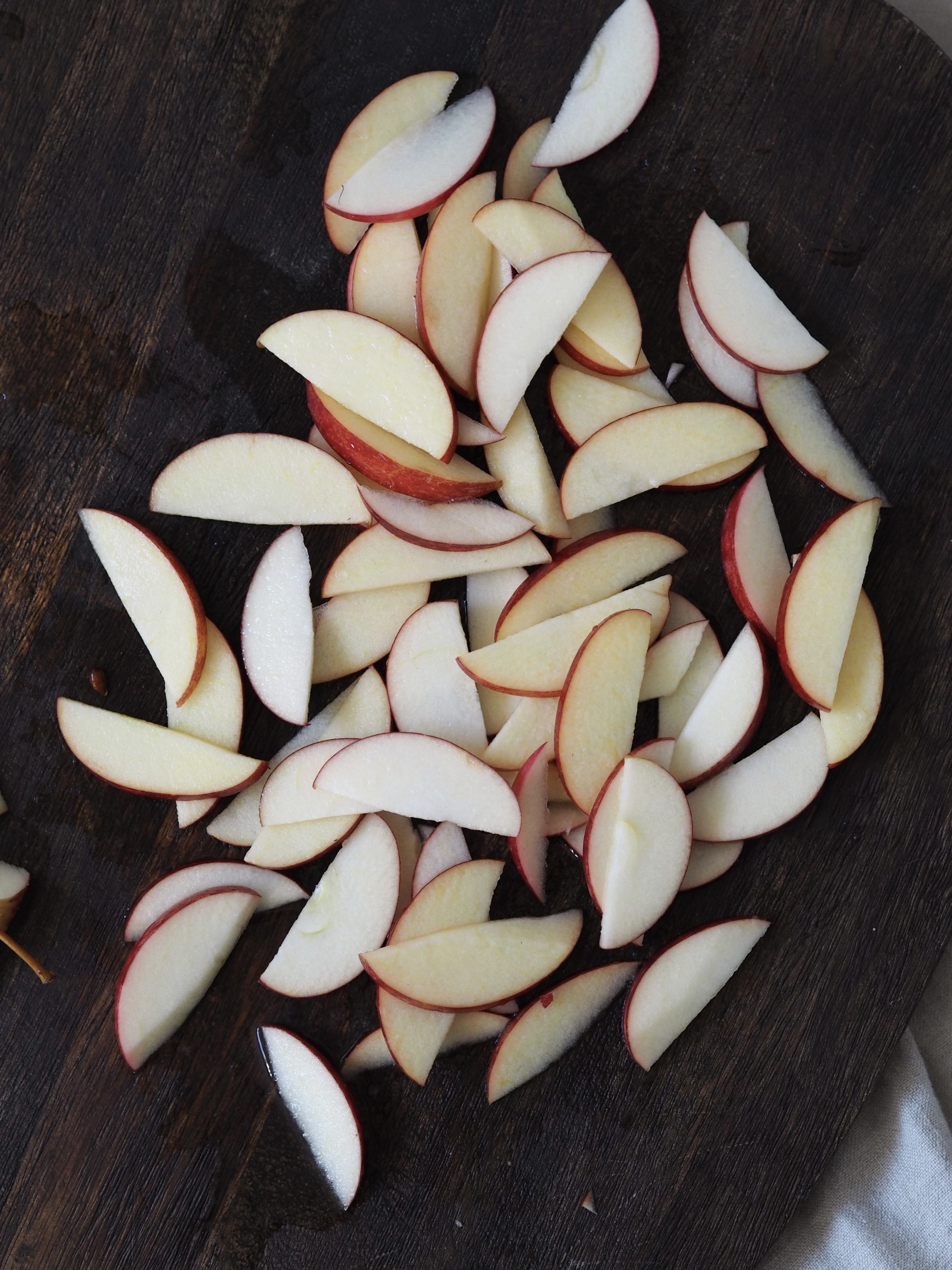 Sliced apples in the shape of half moons